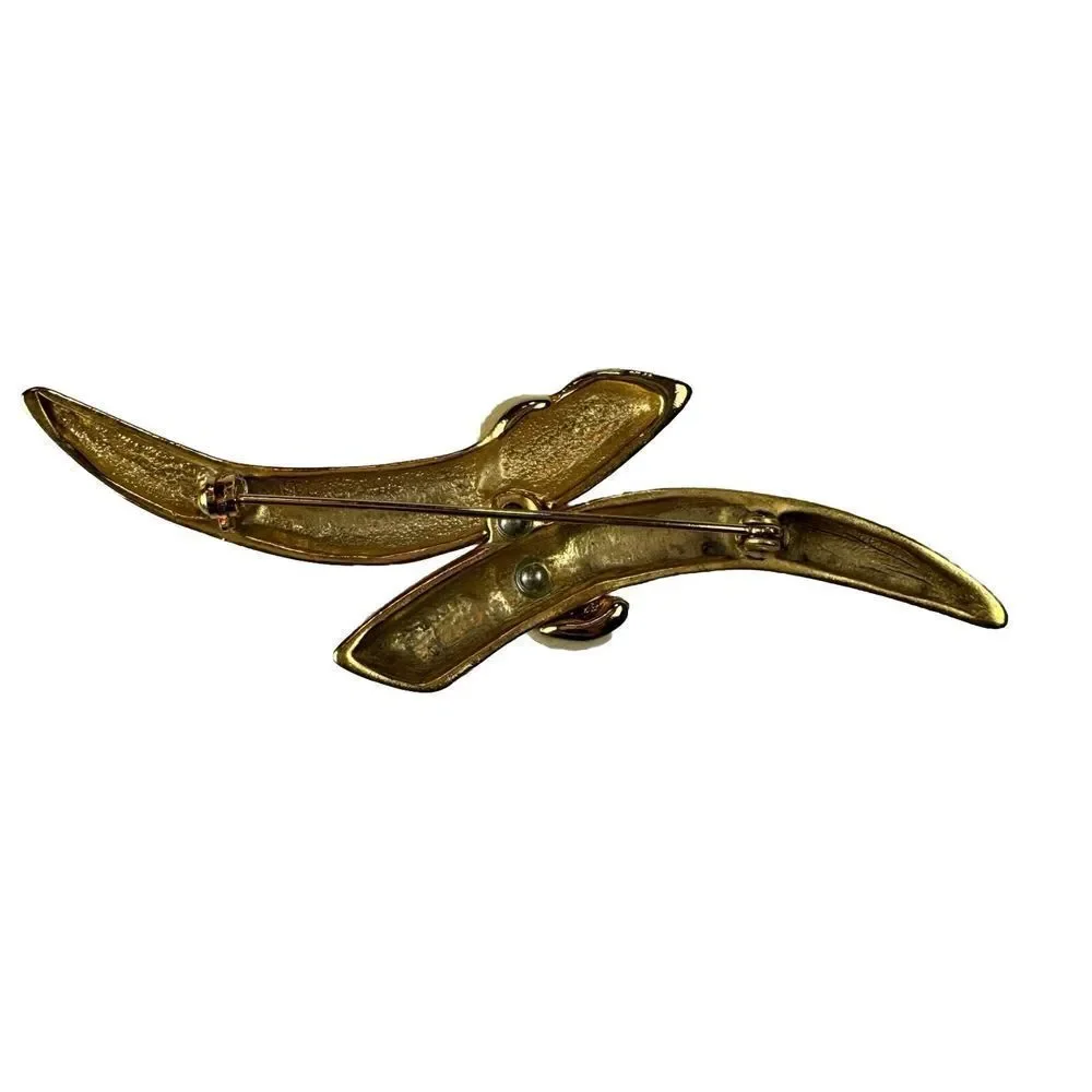 Vintage Goldtone Abstract Horn Design Brooch Pin Statement Piece